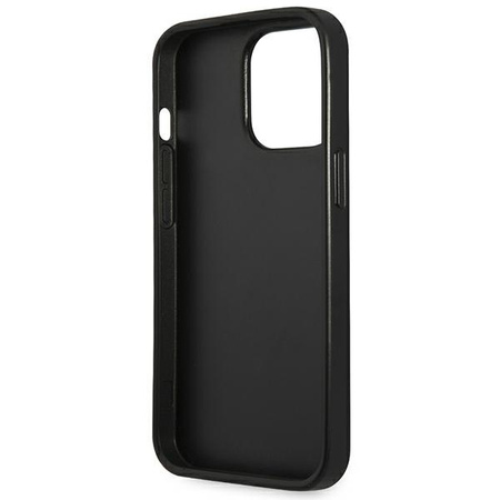 Original Handyhülle IPHONE 14 PRO Guess Hardcase Saffianotriangle Logo (GUHCP14LPSATLK) schwarz