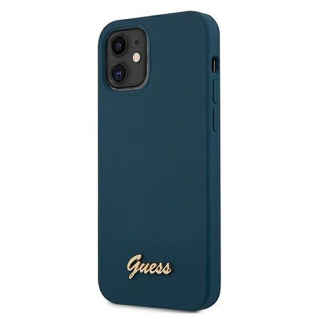 Guess GUHCP12SLSLMGBL iPhone 12 mini 5,4" niebieski/blue hardcase Metal Logo Script