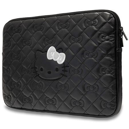 Hello Kitty Sleeve HKCSZPEKHBPK 14" czarny/black Zip PU Quilted Bows