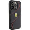 Ferrari Twist Metal Logo Hülle für iPhone 15 Pro – Schwarz