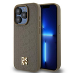 DKNY DKHMP14XPSHRPSW iPhone 14 Pro Max 6.7" brązowy/brown hardcase Leather Pattern Metal Logo MagSafe