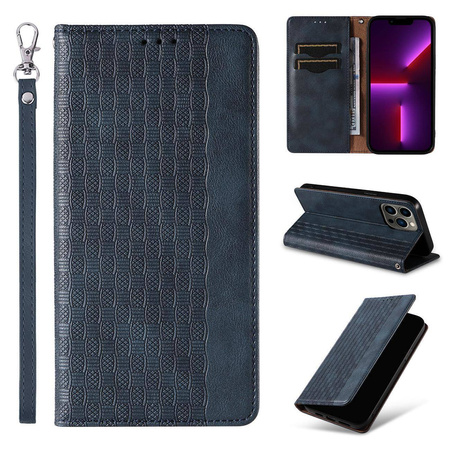 Magnet Strap Case für iPhone 13 Pro Pouch Wallet + Mini Lanyard Pendant Blau