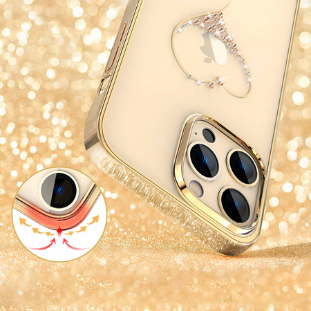 Kingxbar Wish Series case for iPhone 14 Plus decorated with golden crystals