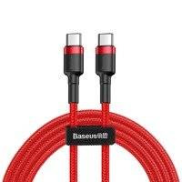 Baseus Cafule Cable wytrzymały nylonowy kabel przewód USB-C PD / USB-C PD PD2.0 60W 20V 3A QC3.0 2M czerwony (CATKLF-H09)