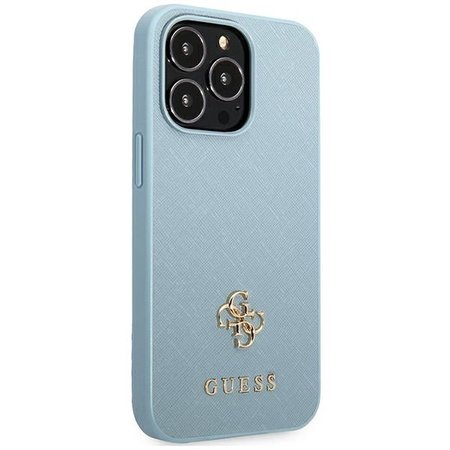 Original Case IPHONE 13 PRO MAX Guess Hardcase Saffiano 4G Small Metal Logo (GUHCP13XPS4MB) blue