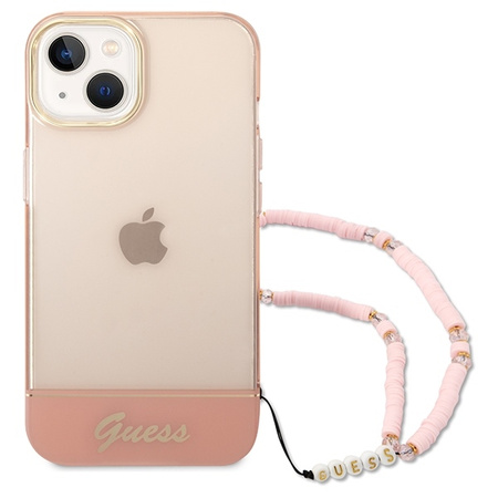 Guess Translucent Pearl Strap - Etui iPhone 14 Plus (różowy)