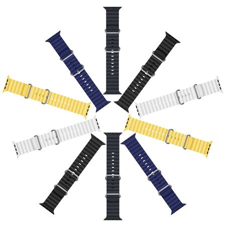 Dux Ducis Strap Watch Strap 8 / 7 / 6 / 5 / 4 / 3 / 2 / SE (45 / 44 / 42mm) Silicone Band Bracelet Yellow (OceanWave Version)