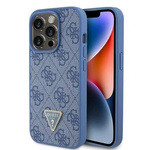 Original Handyhülle APPLE IPHONE 15 PRO Guess Hardcase Leather 4G Triangle Strass (GUHCP15LP4TDPB) blau