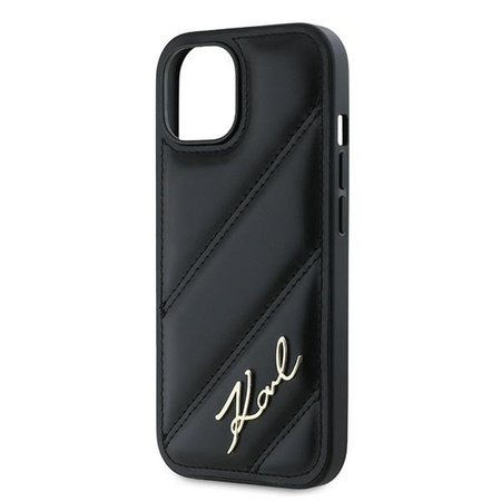 Karl Lagerfeld KLHCP13MPQDSMGK iPhone 13 6.1" czarny/black hardcase Diagonal Quilted Script