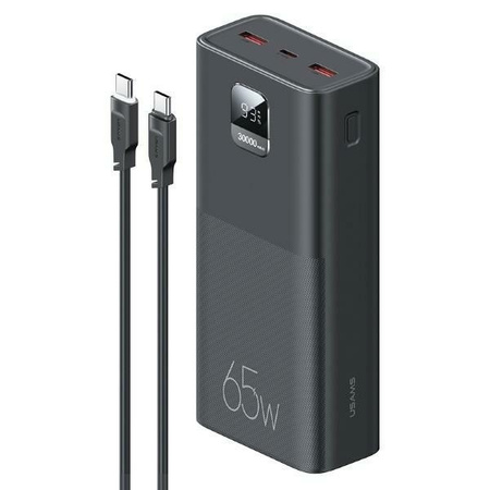 Powerbank 30000mAh  65W 2x QC3.0 USB + USB-C PD + Cable USB-C - USB-C USAMS PB68 black