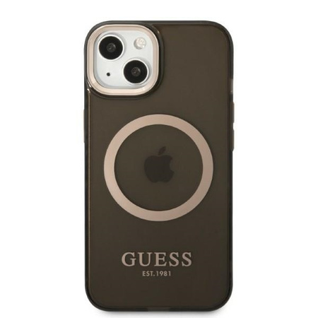 Oryginalne Etui IPHONE 13 Guess Hard Case Gold Outline Translucent MagSafe (GUHMP13MHTCMK) czarne