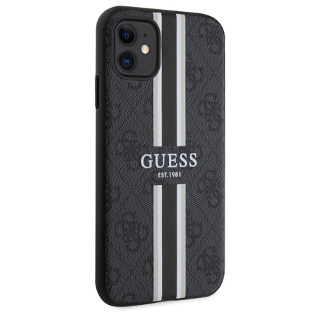 Guess GUHMN61P4RPSK iPhone 11 / Xr black/black hardcase 4G Printed Stripes MagSafe