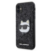 Karl Lagerfeld KLHCN61G2CPK iPhone 11 / Xr 6,1&quot; schwarz/schwarzes Hartschalenetui mit glitzerndem Choupette-Patch