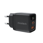 Choetech PD6052 USB-C USB-A PD 35W GaN Wandladegerät mit Display – Schwarz