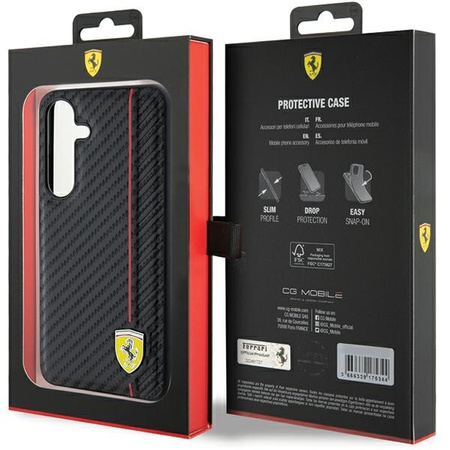 Oryginalne Etui FERRARI hardcase Carbon Printed Line FEHCS24MN3DUR do Samsung Galaxy  S24 Plus Czarny