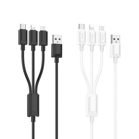 HOCO kabel 3w1 USB A do Lightning / Micro USB / Typ C 2A X74 1 m czarny