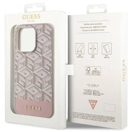 Guess GUHMP14LHGCFSEP iPhone 14 Pro 6,1" rosa/rosa Hartschale GCube Stripes MagSafe