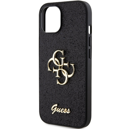 Original Case APPLE IPHONE 15 Guess Hardcase Glitter Script Big 4G (GUHCP15SHG4SGK) black