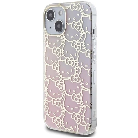 Hello Kitty IML Gradient Electrop Crowded Kitty Head Hülle für iPhone 15 – Rosa