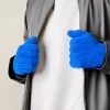 Braided telephone gloves with cutouts for fingers - blue