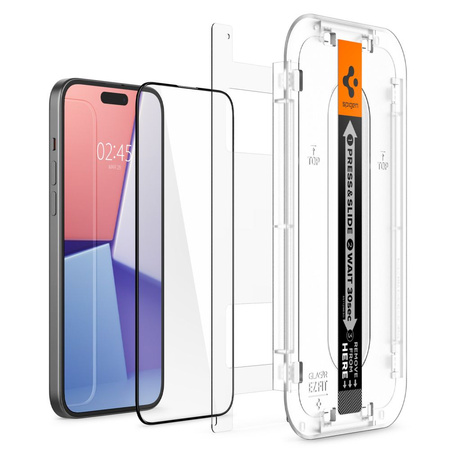 SZKŁO HARTOWANE SPIGEN GLAS.TR ”EZ FIT” FC 2-PACK IPHONE 15 BLACK