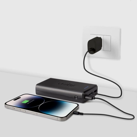 Fast charge powerbank: 20,000 mAh, 2 USBs Black