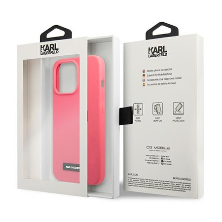 Karl Lagerfeld KLHCP13LSLMP1PI iPhone 13 Pro / 13 6.1 &quot;Hardcase fuchsia / fuchsia Silicone Plaque