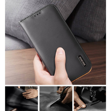 Dux Ducis Hivo echt Leder booktype case schutzhülle aufklappbare hülle für iPhone 14 Pro schwarz