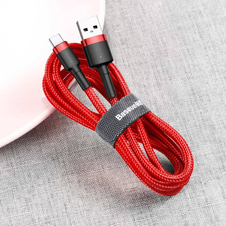 Baseus Cafule Cable - Kabel do ładowania i transmisji danych USB do USB-C 3 A, 0.5 m (czerwony)