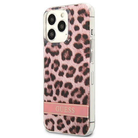 Etui IPHONE 13 PRO Guess Hardcase Leopard (GUHCP13LHSLEOP) różowe