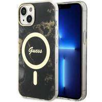 Guess GUHMP14SHTMRSK iPhone 14 6.1&quot; black/black hardcase Golden Marble MagSafe