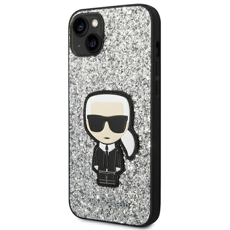 Original Case IPHONE 14 Karl Lagerfeld Hardcase Glitter Flakes Ikonik (KLHCP14SGFKPG) silver