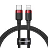 Baseus Cafule Cable wytrzymały nylonowy kabel przewód USB Typ C PD / Lightning 18W QC3.0 1m czarny-czerwony (CATLKLF-91)