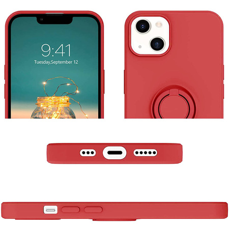 Etui IPHONE 13 MINI Silikonowe Ring Pierścień Magnetyczny Silicone Ring czerwone