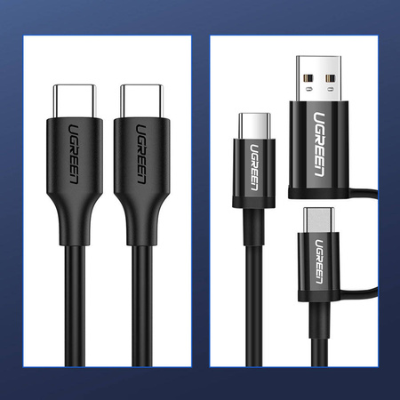 Ugreen kabel USB Typ C do ładowania i transferu danych 3A 1m czarny (US286)