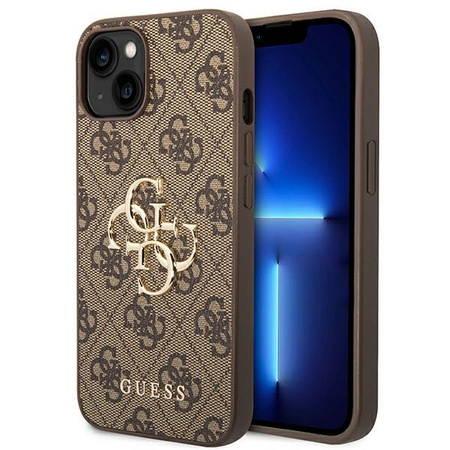 Guess 4G Big Metal Logo - Etui iPhone 14 (brązowy)