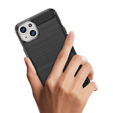 Elastyczne etui wzór karbon do iPhone 15 Plus Carbon Case - czarne