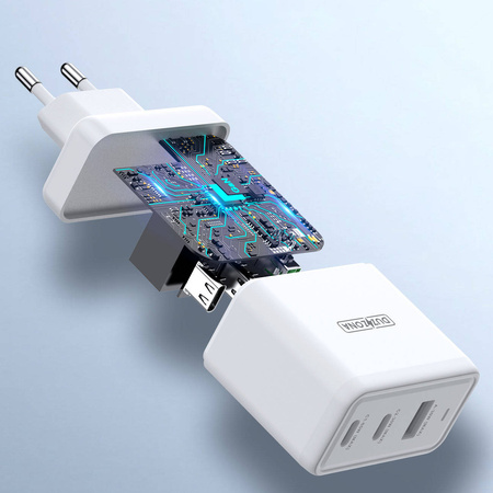 Duzzona 3-Port GaN Ladegerät 2 x USB Typ C + USB 65W PD QC3.0 weiß (T1)