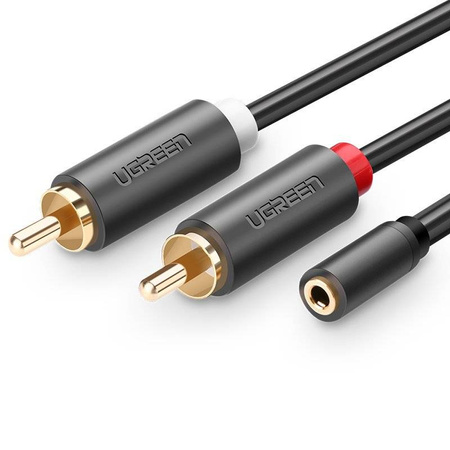 Ugreen kabel przewód audio 3,5 mm mini jack (żeński) - 2RCA (męski) 25 cm szary (AV102 10561)