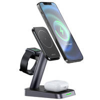 Acefast Qi Wireless Charger 15W for iPhone (with MagSafe), Apple Watch and Apple AirPods Stand Holder Magnetic Holder Black (E3 black)