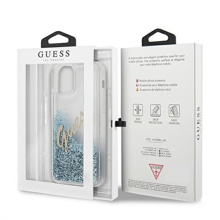 Guess GUHCP12SGLVSBL iPhone 12 mini 5,4" niebieski/blue hardcase Glitter Vintage Script