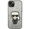 Original Case IPHONE 14 Karl Lagerfeld Hardcase Glitter Flakes Ikonik (KLHCP14SGFKPG) silver