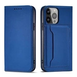 Magnet Card Case Hülle für iPhone 14 Flip Cover Wallet Stand blau