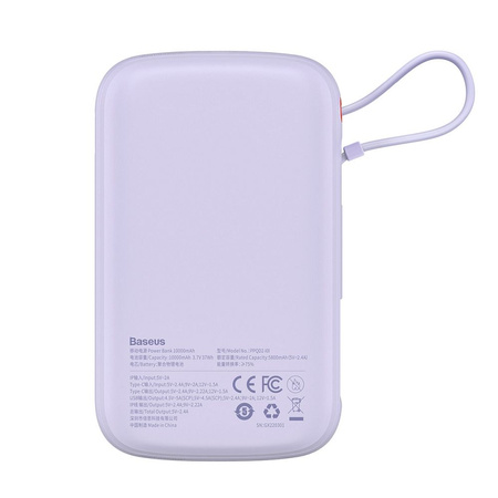 Baseus Qpow power bank 10000mAh built-in Lightning 20W Quick Charge cable SCP AFC FCP purple (PPQD020005)