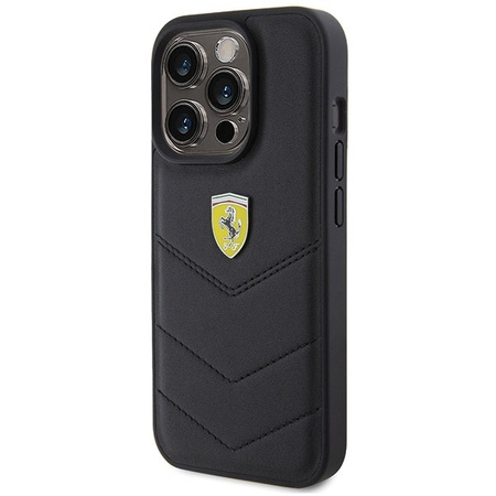 Ferrari Quilted Metal Logo case for iPhone 15 Pro - black