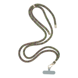 Zawieszka SWING (8mm) do telefonu z regulacją długości / długość sznura 165cm (max 82,5cm w pętli) / na ramię lub szyję - szaro zielono różowy