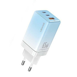 Wall Charger USAMS 2xUSB-C+1xUSB 65W (only head) GaN PD3.0 +QC3.0 Fast Charging gradient blue Sandru Series CC180TC04 (US-CC180)