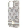 DKNY DKHMP15SHCPTSE iPhone 15 / 14 / 13 6.1" beżowy/beige hardcase IML Checkered Mono Pattern & Printed Stripes MagSafe