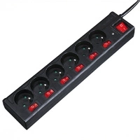 Hama 6-socket surge protector strip 1.4m with switches - black