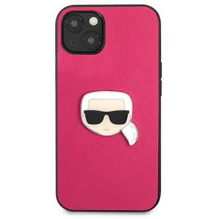 Karl Lagerfeld KLHCP13SPKMP iPhone 13 mini 5,4" różowy/pink hardcase Leather Ikonik Karl`s Head Metal